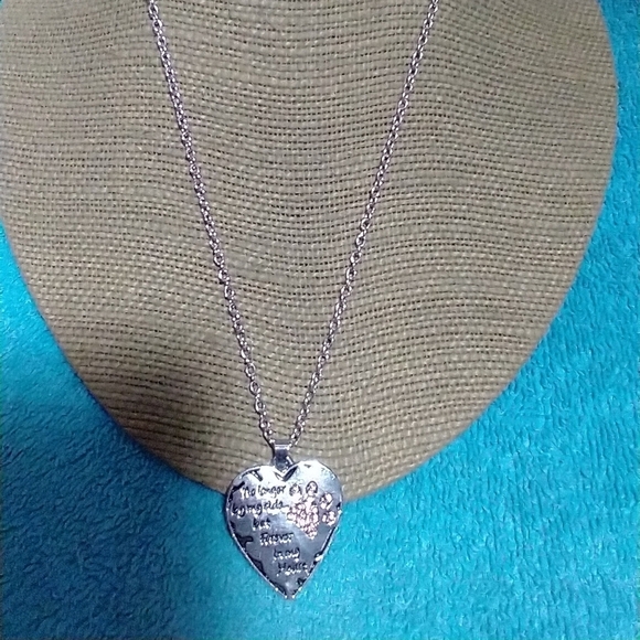 Heart Pendant Pink Crystal Paw Print and Inscription memorial rainbow bridge - Picture 4 of 4